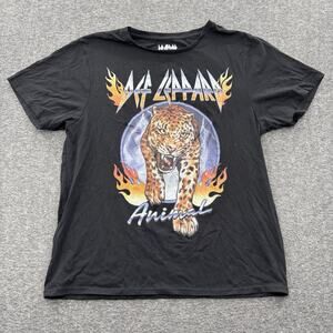 Def Leppard Animal Graphic T Shirt Size XL Adult Black Short Sleeve Music Band T